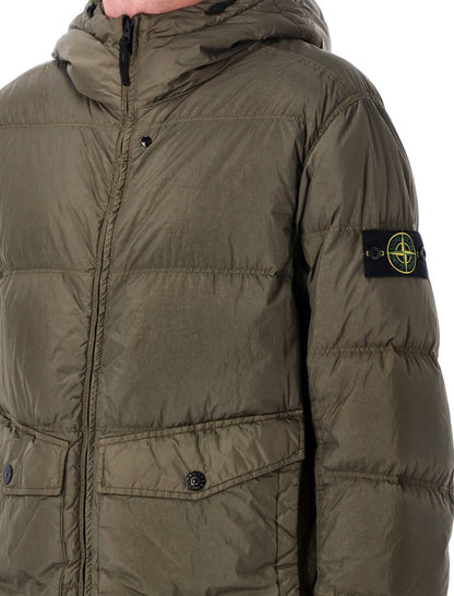Stone Island Garment Dyed Crinckle Hooded Dunjacka