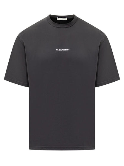 Jil Sander Svart T-shirt Med Vit Logotyp Jil Sander