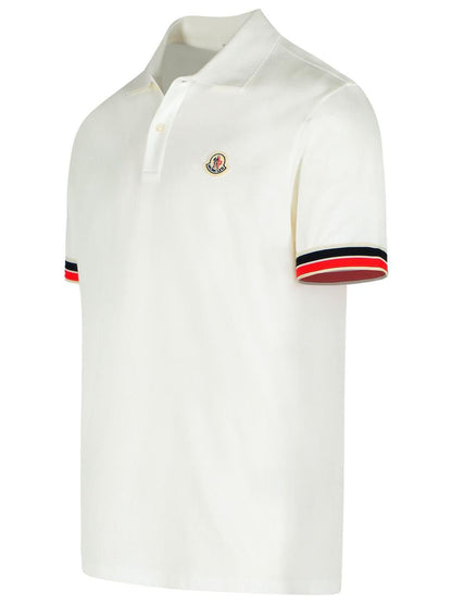 Moncler Vit Bomullspoloskjorta
