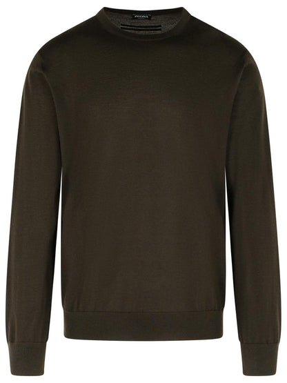 Zegna brun tröja i kashmirblandning