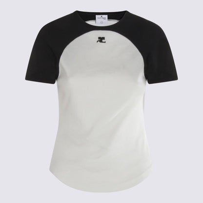 Courrèges vit och svart bomulls-T-shirt