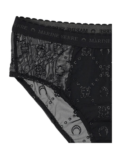 Marine Serre Högelastiska Trosor Mesh Flock Glitter