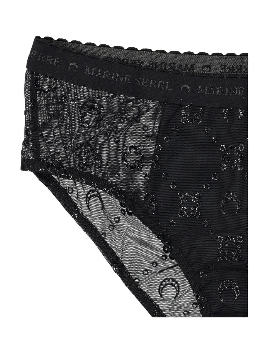Marine Serre Högelastiska Trosor Mesh Flock Glitter