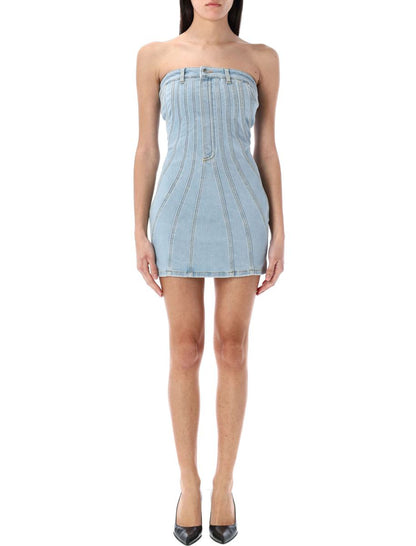 Mugler Spiral Denim Busterklänning