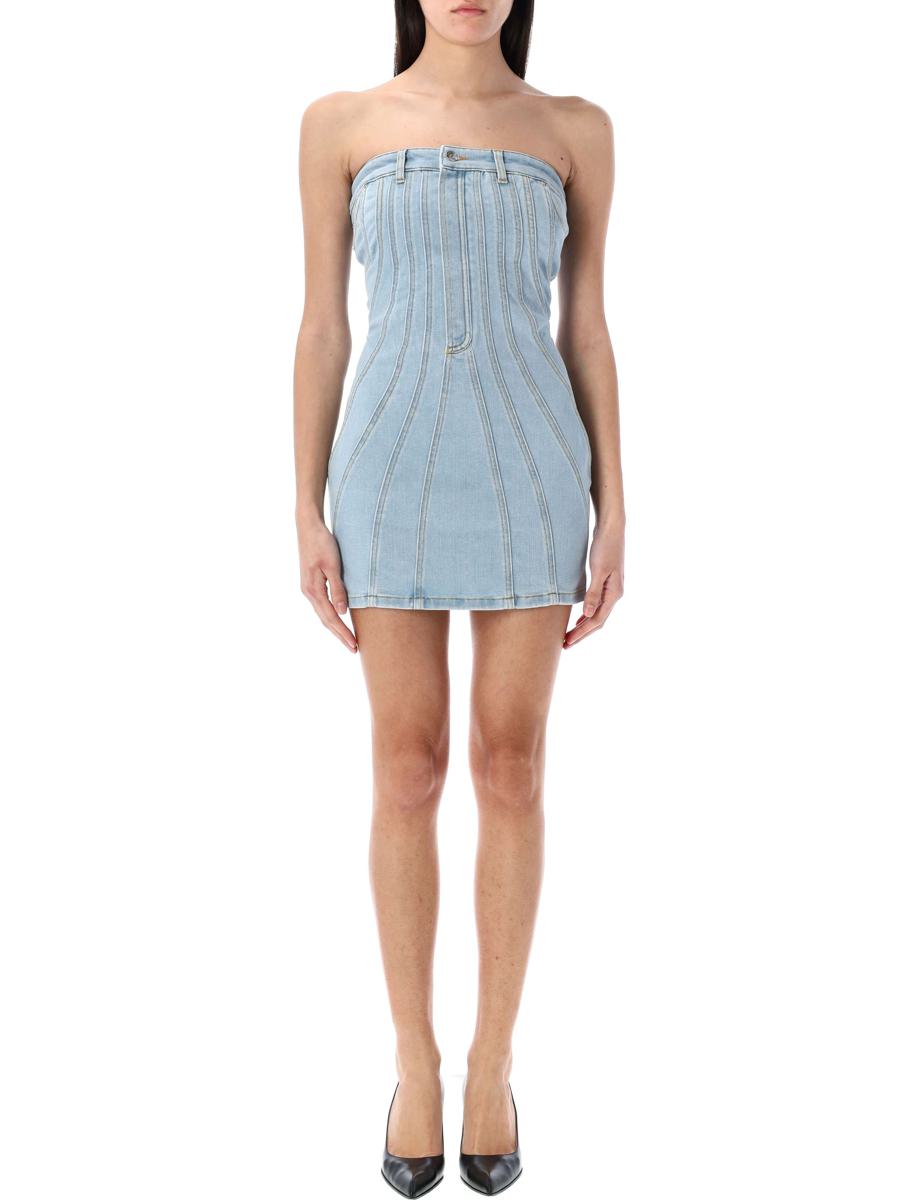 Mugler Spiral Denim Busterklänning