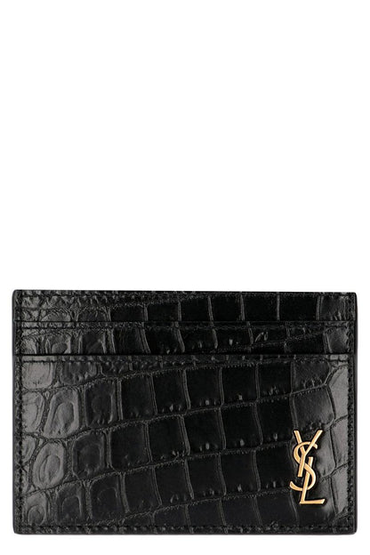 Saint Laurent tryckt läderkorthållare