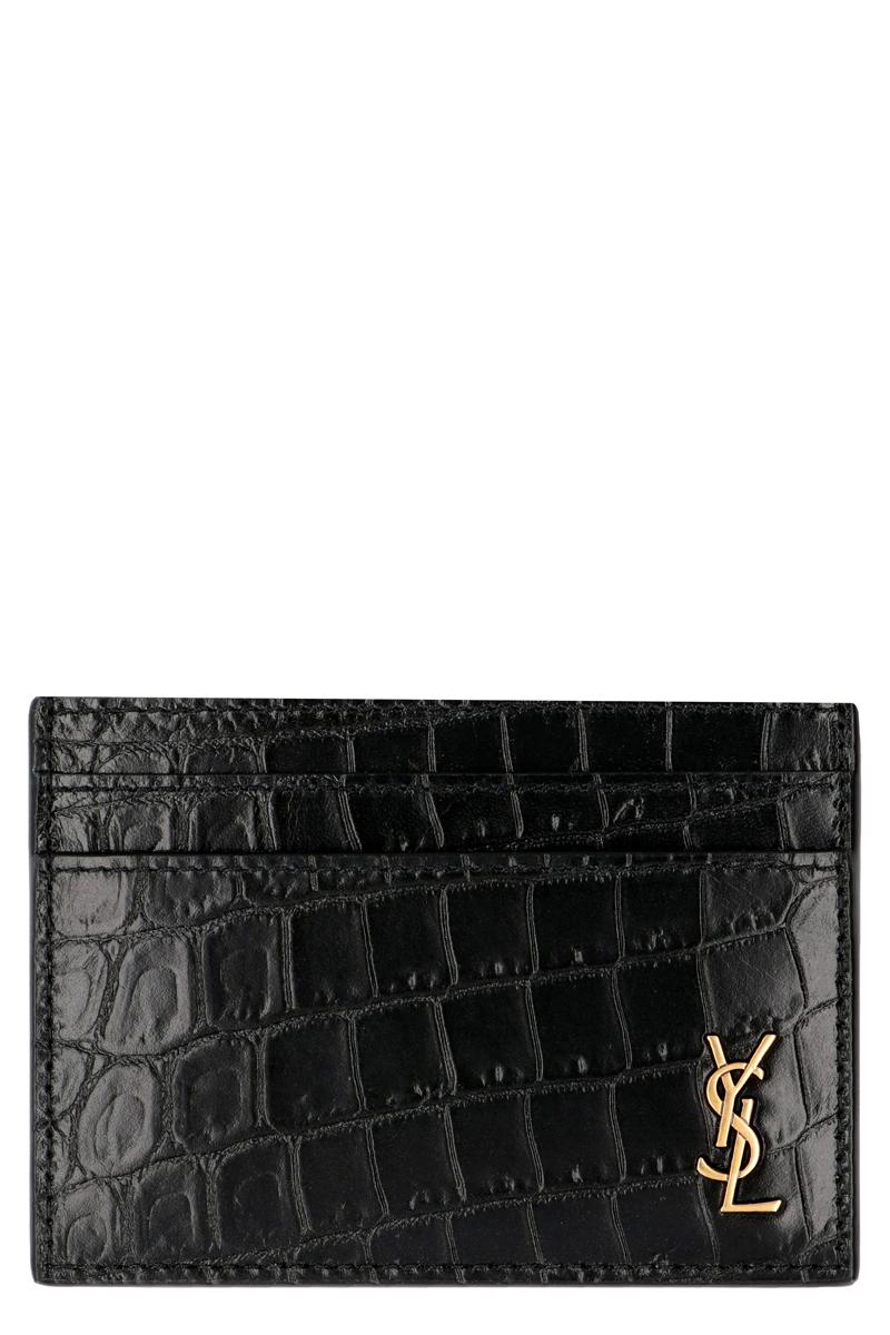 Saint Laurent tryckt läderkorthållare