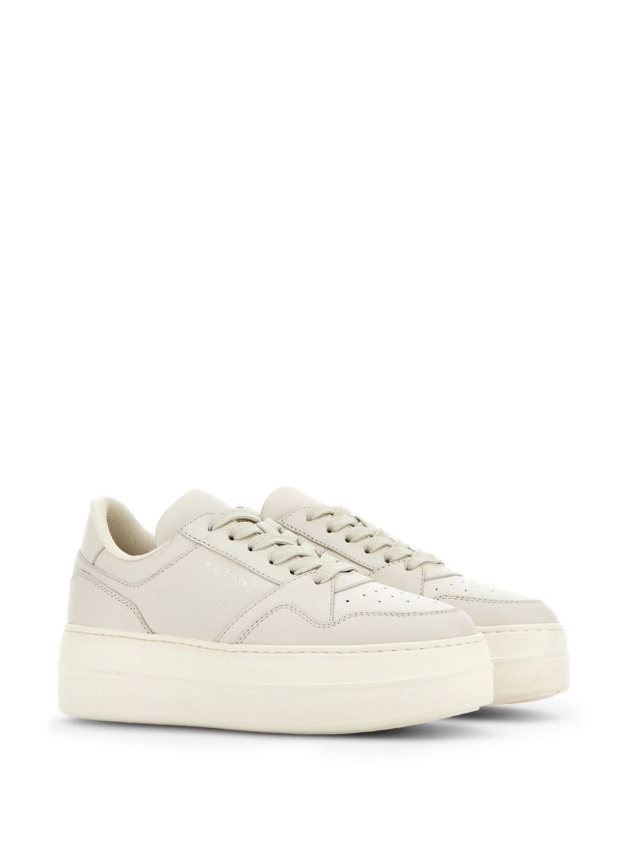 Hogan ljusbeige kalvskinnssneakers