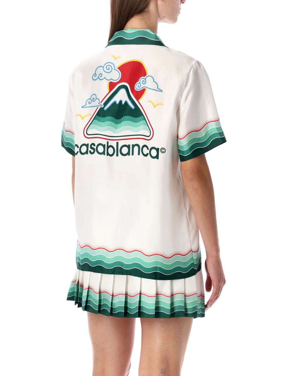 Casablanca Multicolour Montagne Ondulée Kortärmad Silk Skjorta