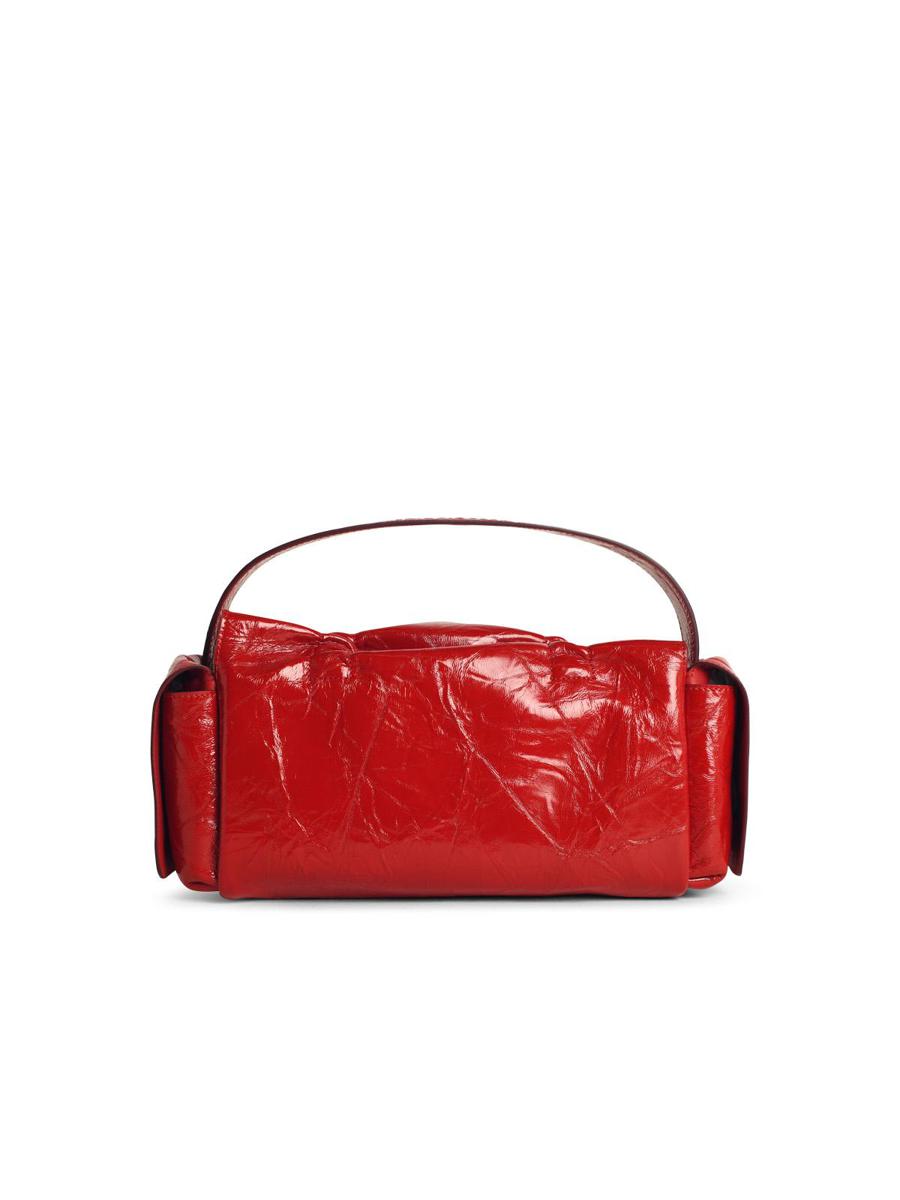Acne Studios 'Multipocket' Glansig Röd Läderväska