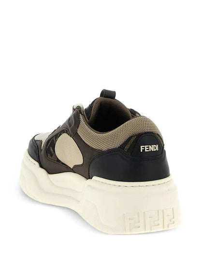 Fendi Force Lädersneakers Med Ff Jacquard Och Meshdetaljer Skor