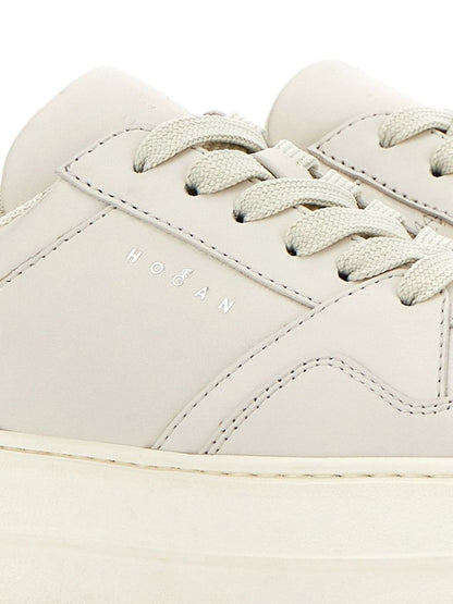 Hogan ljusbeige kalvskinnssneakers