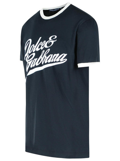 Dolce &amp; Gabbana Marinblå Bomulls-T-shirt