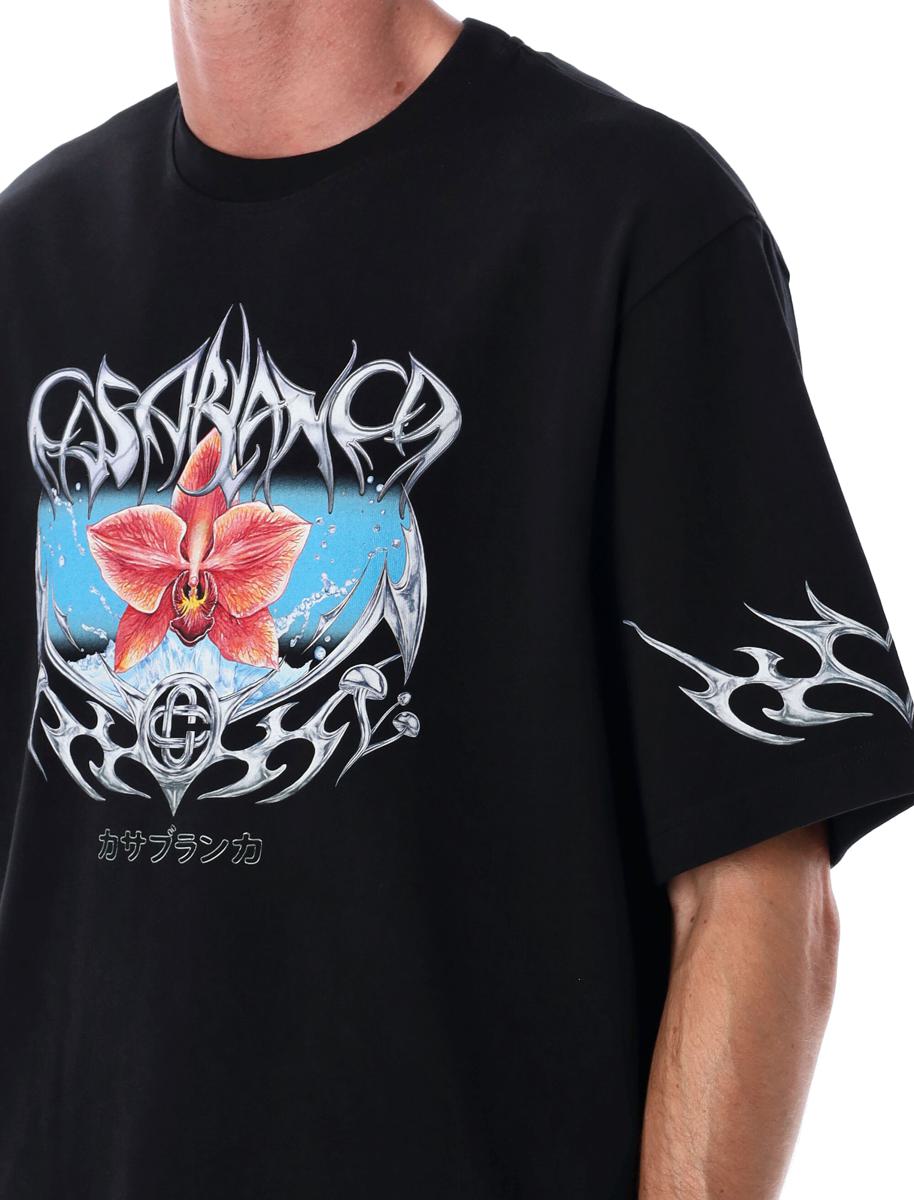 Casablanca Svart Blades Överdimensionerad Grafisk T-shirt