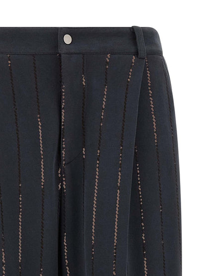 Brunello Cucinelli 'Dazzling Chalk Randig Broderi' Joggingbyxor