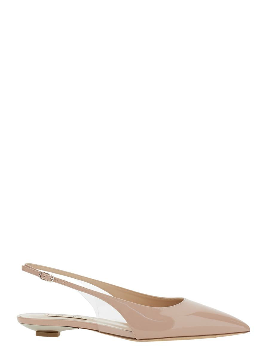 'Miniblade Tiffany' Beige Slingback Balettskor I Lackskinn Dam