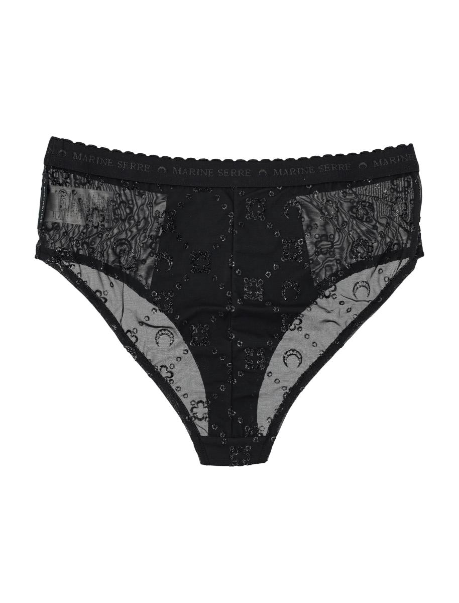 Marine Serre Högelastiska Trosor Mesh Flock Glitter