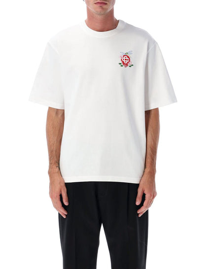 Casablanca Vit Blommig T-shirt Med Slända