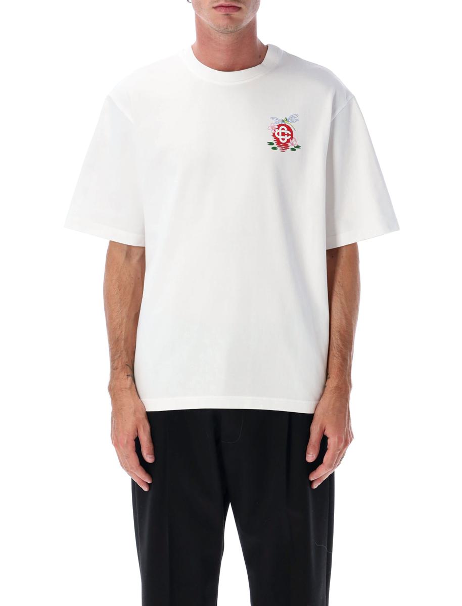 Casablanca Vit Blommig T-shirt Med Slända
