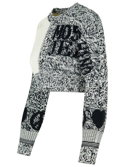 Moschino Jeans 'Patch' Vit Tröja i Bomullsblandning