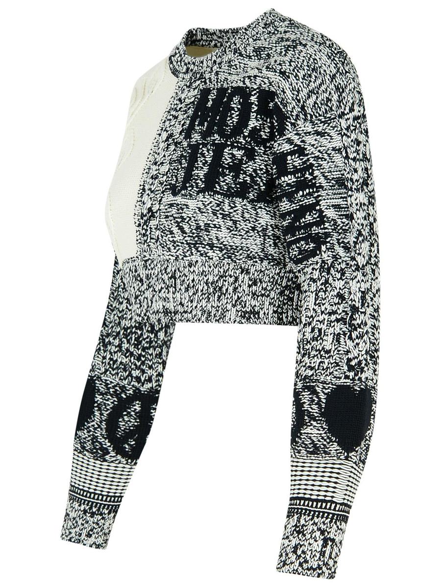 Moschino Jeans 'Patch' Vit Tröja i Bomullsblandning
