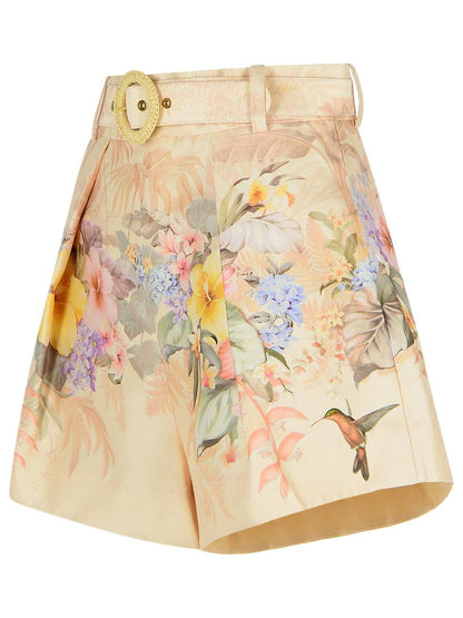 Zimmermann 'Illuminate' Elfenbensvita Shorts i Sidenblandning