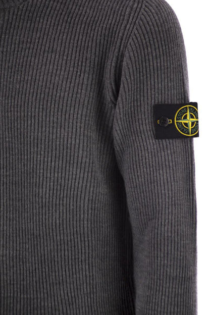 Stone Island rundhalsad tröja med ribbade kanter