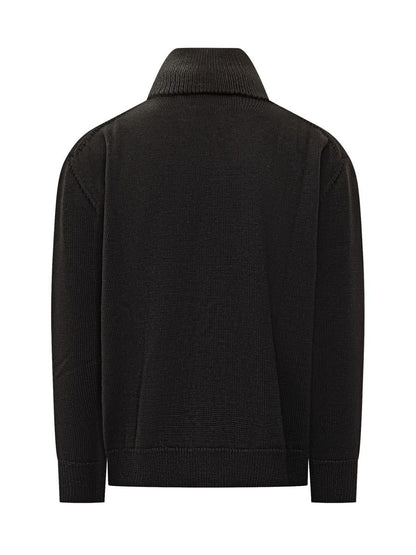 Jil Sander Svart Kofta I Teknisk Stickad Jil Sander