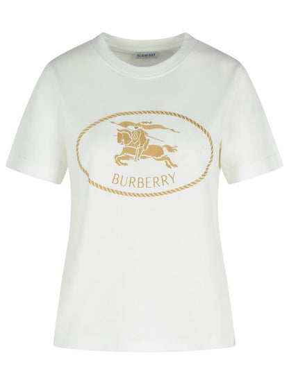 Burberry Elfenbensvit Bomulls-T-shirt