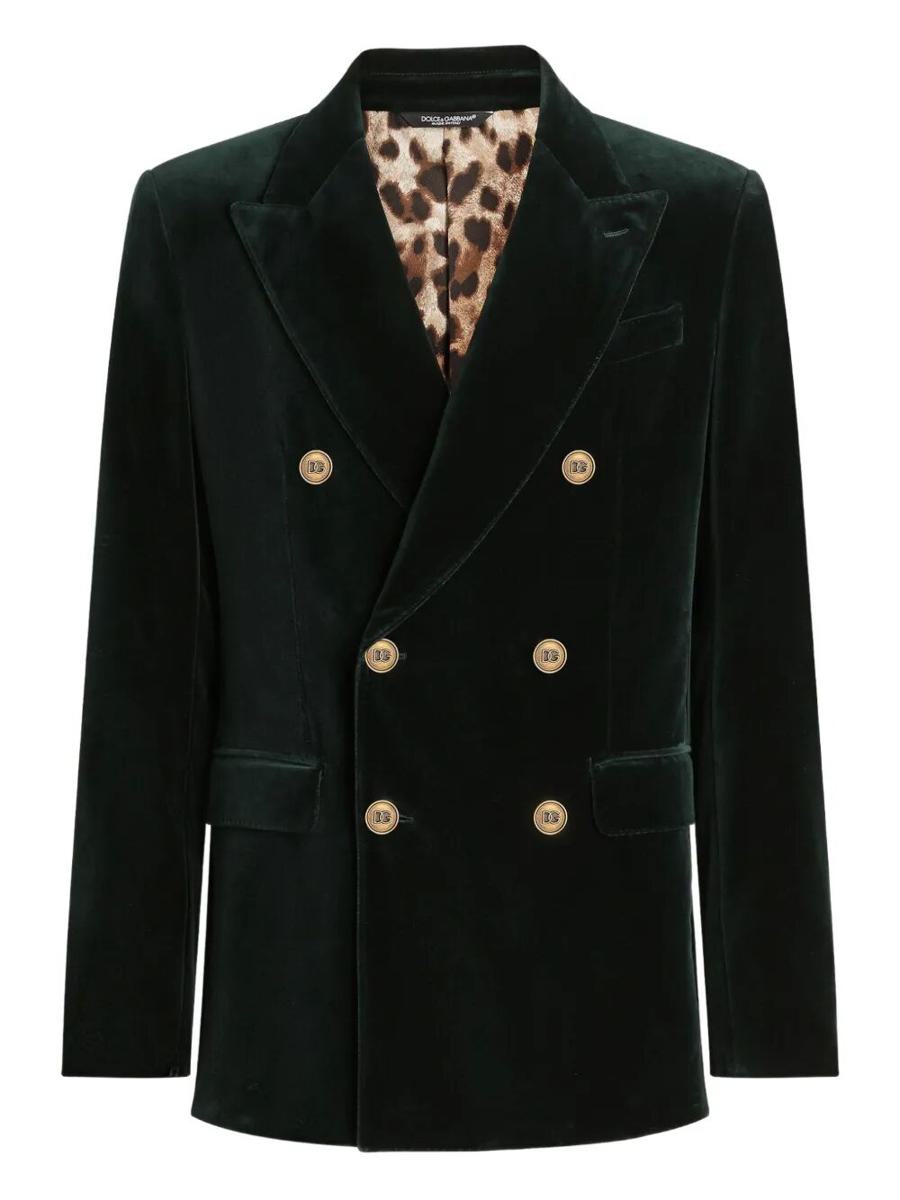 Dolce &amp; Gabbana Dubbelknäppt Sicily Light Cotton Velvet Jacket Kläder