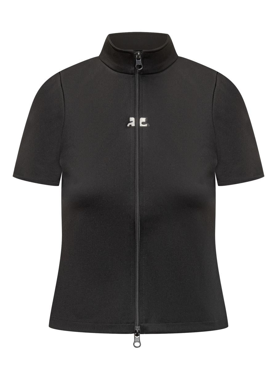 Courrèges Svart Courrèges T-shirt med dragkedja
