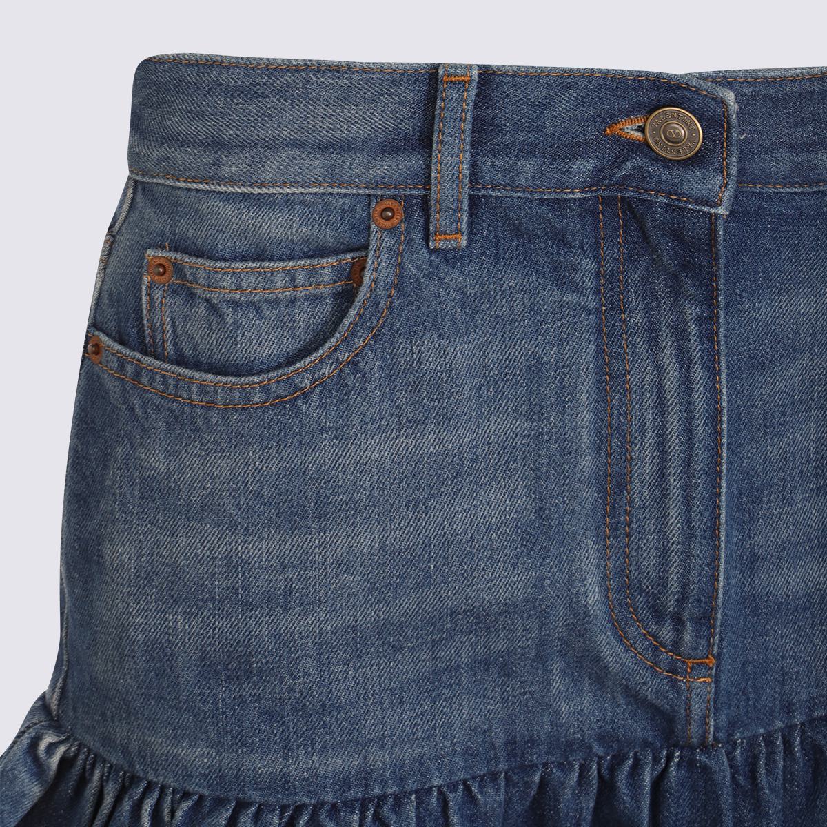 Valentino Garavani Blå Denim Bomullskjol