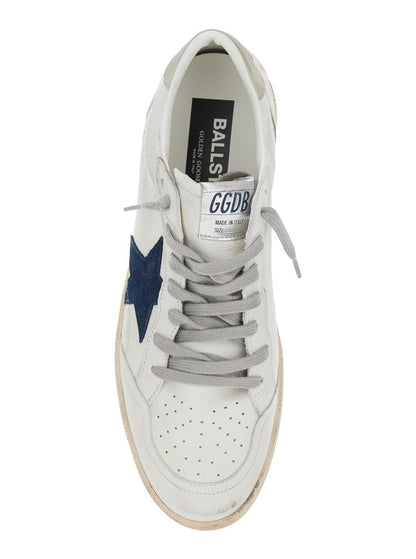 'Ballstar' Vita Låga Sneakers Med Stjärnmärke På Sidan Och Maxibokstäver Baktill I Läder Herr