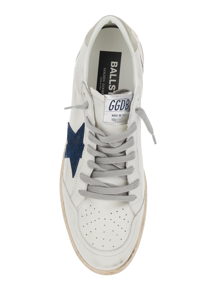 'Ballstar' Vita Låga Sneakers Med Stjärnmärke På Sidan Och Maxibokstäver Baktill I Läder Herr
