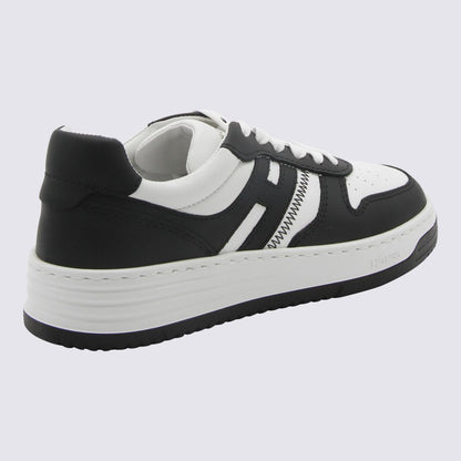Hogan svarta och vita lädersneakers