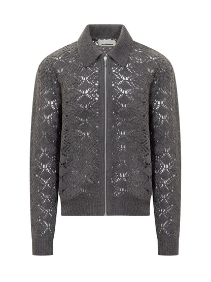 Jil Sander Jil Sander Grå Broderad Stickad Jacka