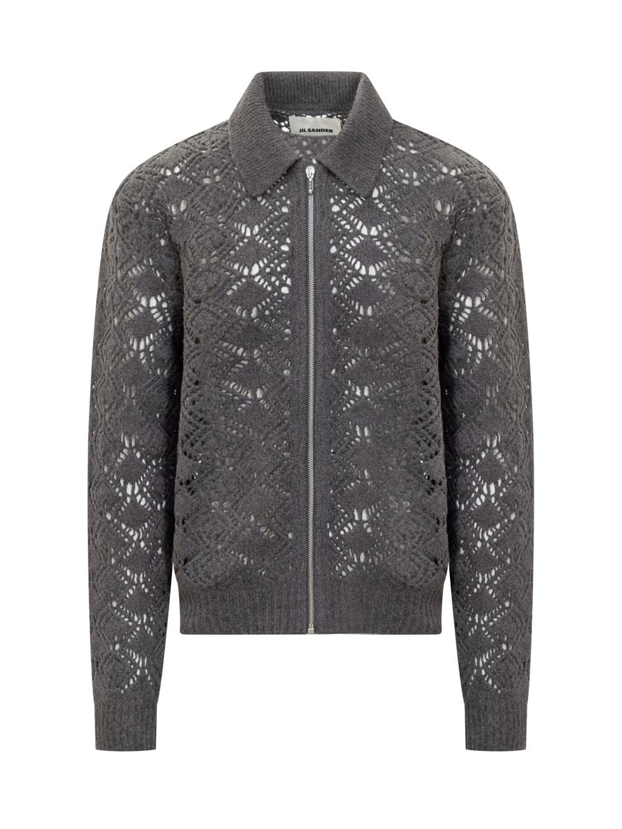 Jil Sander Jil Sander Grå Broderad Stickad Jacka