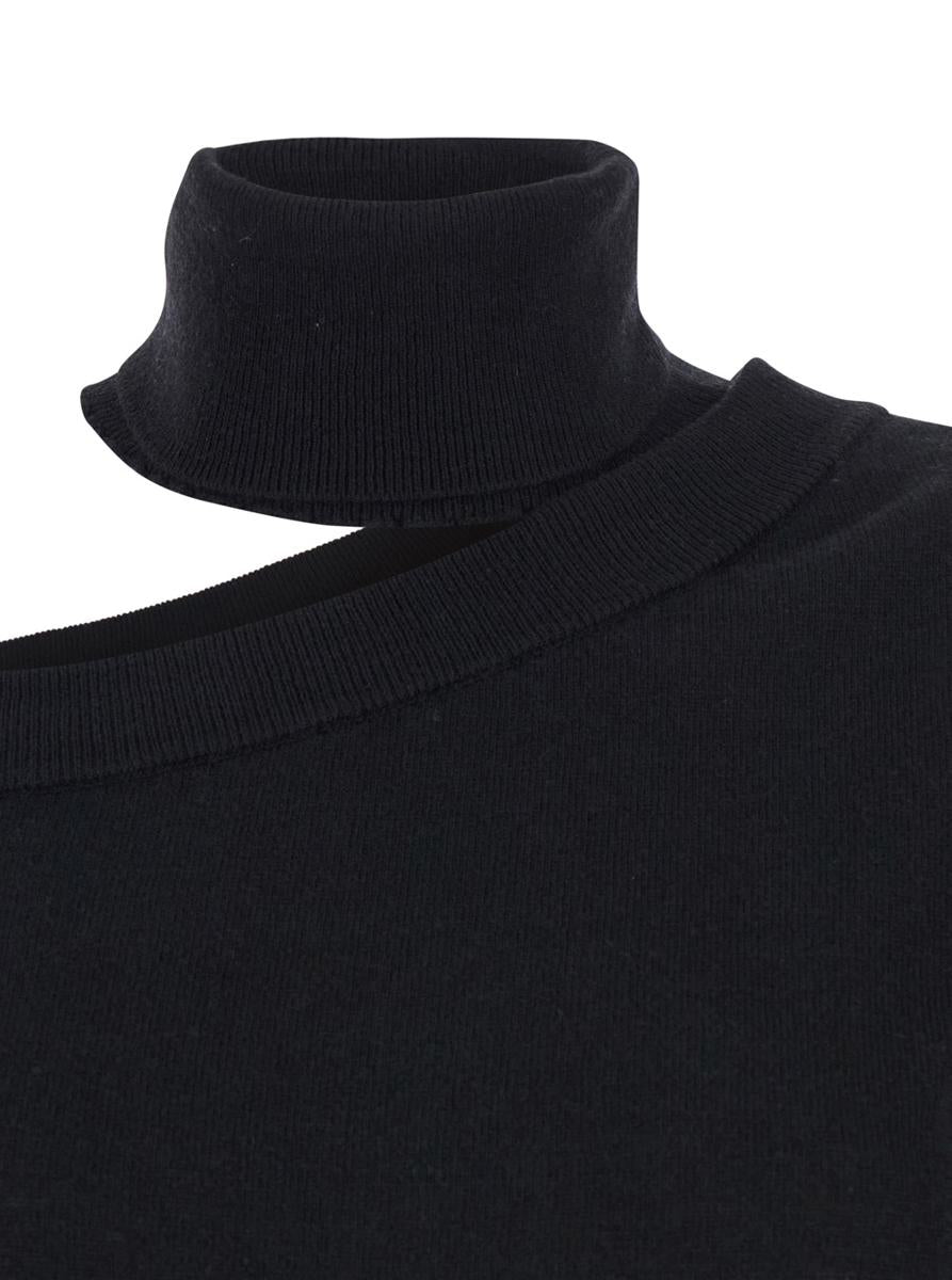 Maglia Scollata Misto Cashmere Con Collo Staccato