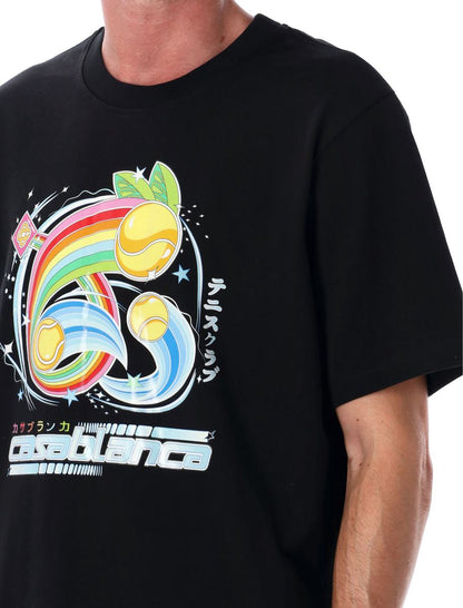 Casablanca svart manga tennisboll t-shirt
