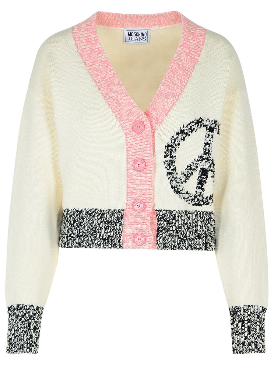 Moschino Jeans Vit Kofta i Bomullsblandning