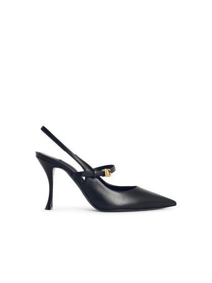 Dolce &amp; Gabbana svarta läderslingbacks