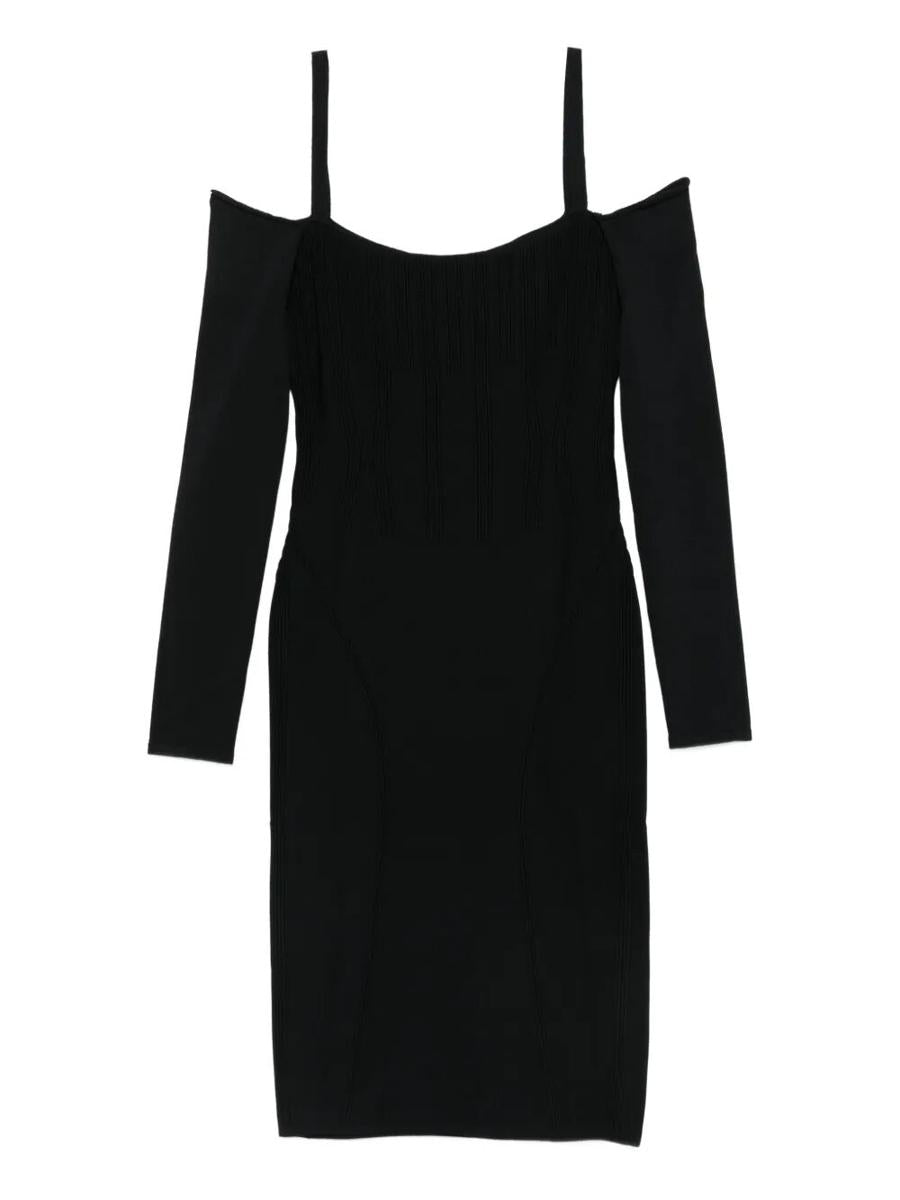 Mugler Off Shoulder Långärmad Midiklänning Kläder
