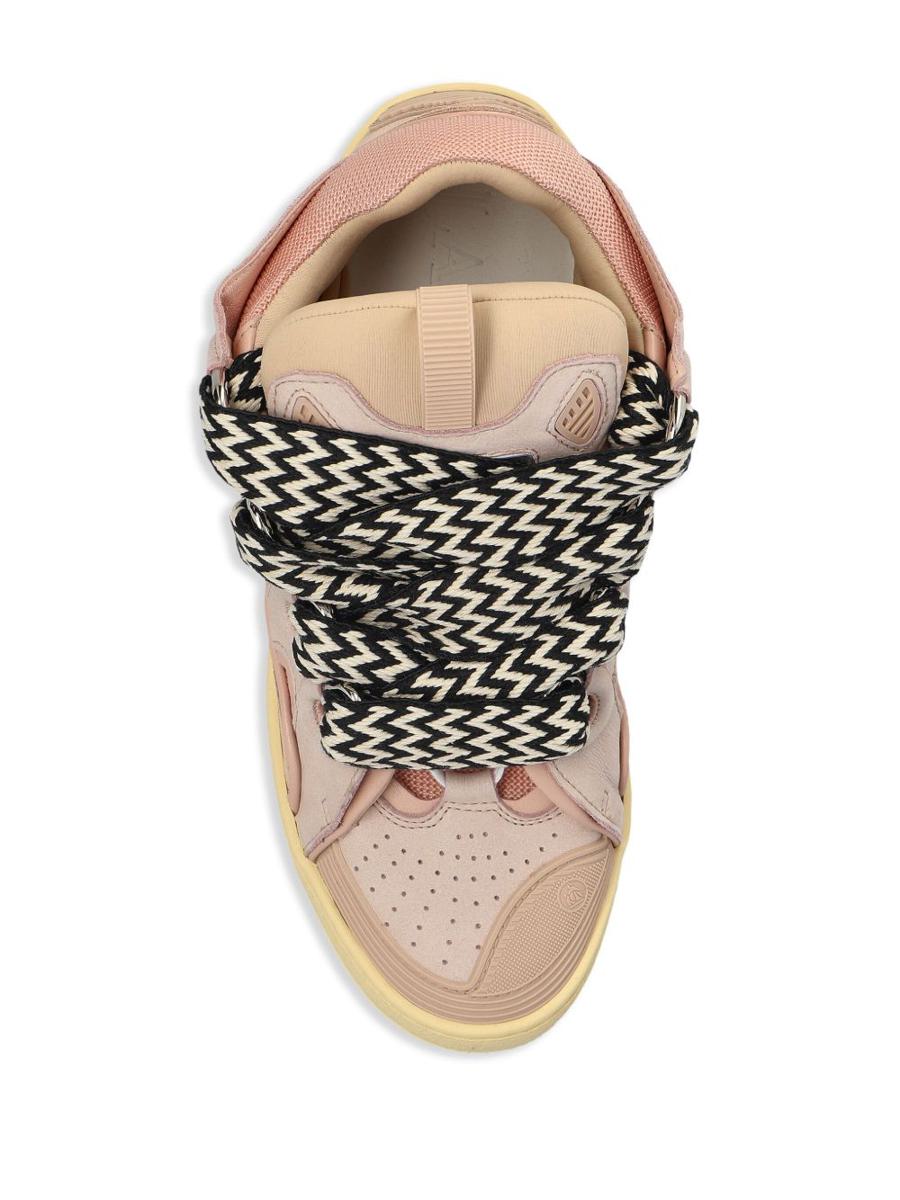 Lanvin – Grå sneakers i kalvskinn med flerfärgade snören