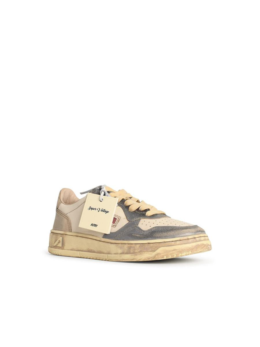 Autry 'Super Vintage' Silver- och platinafärgade lädersneakers