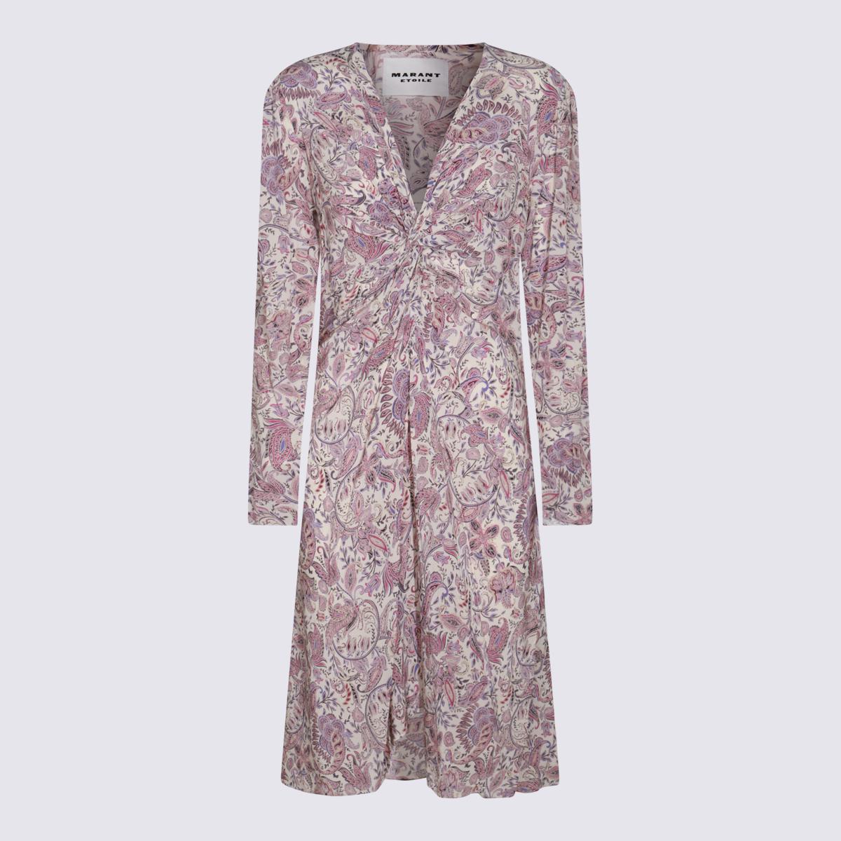 Isabel Marant Étoile Ecru och lila bomullsklänning