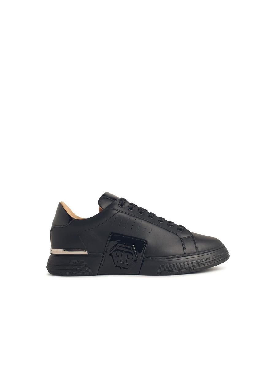 Philipp Plein 'Hexagon' svarta lädersneakers
