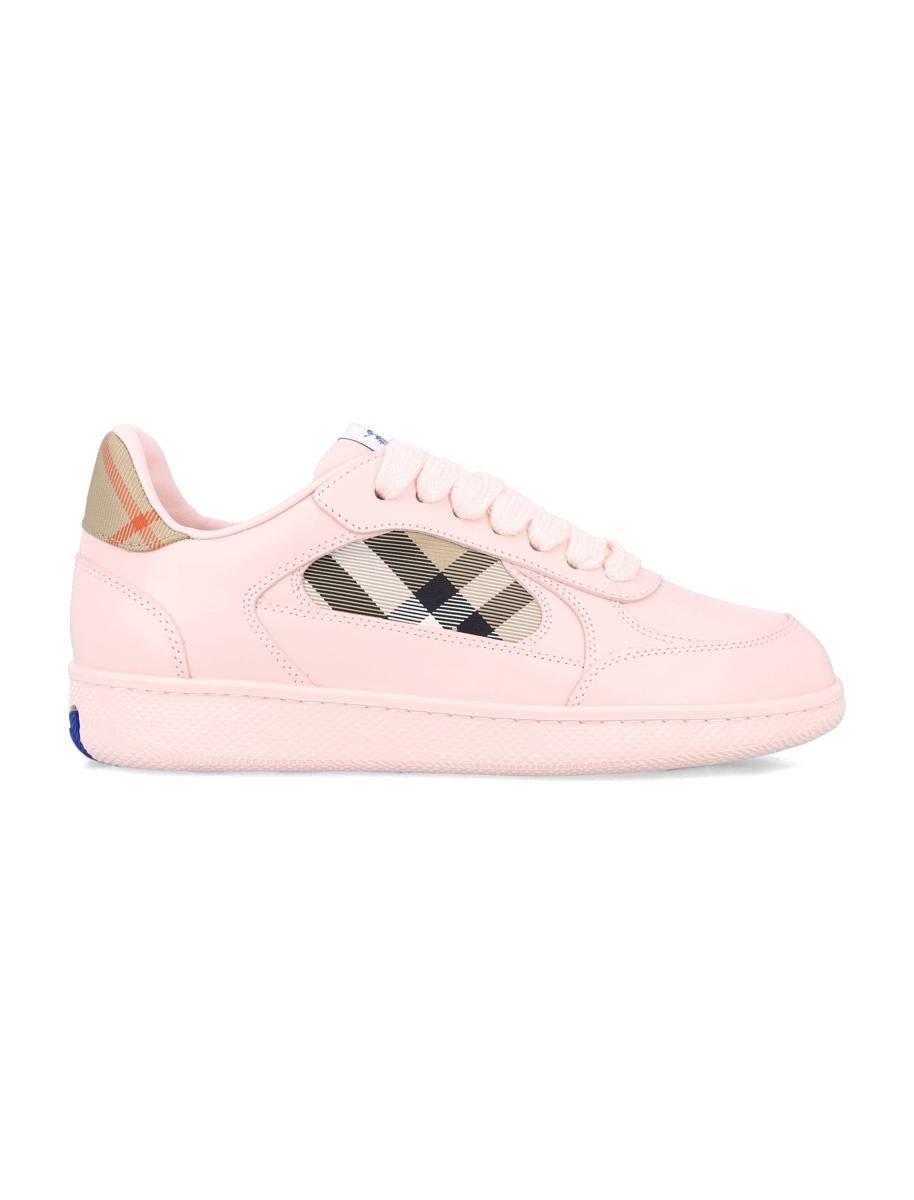 Burberry Terrace-sneakers i läder och rutigt mönster för kvinnor