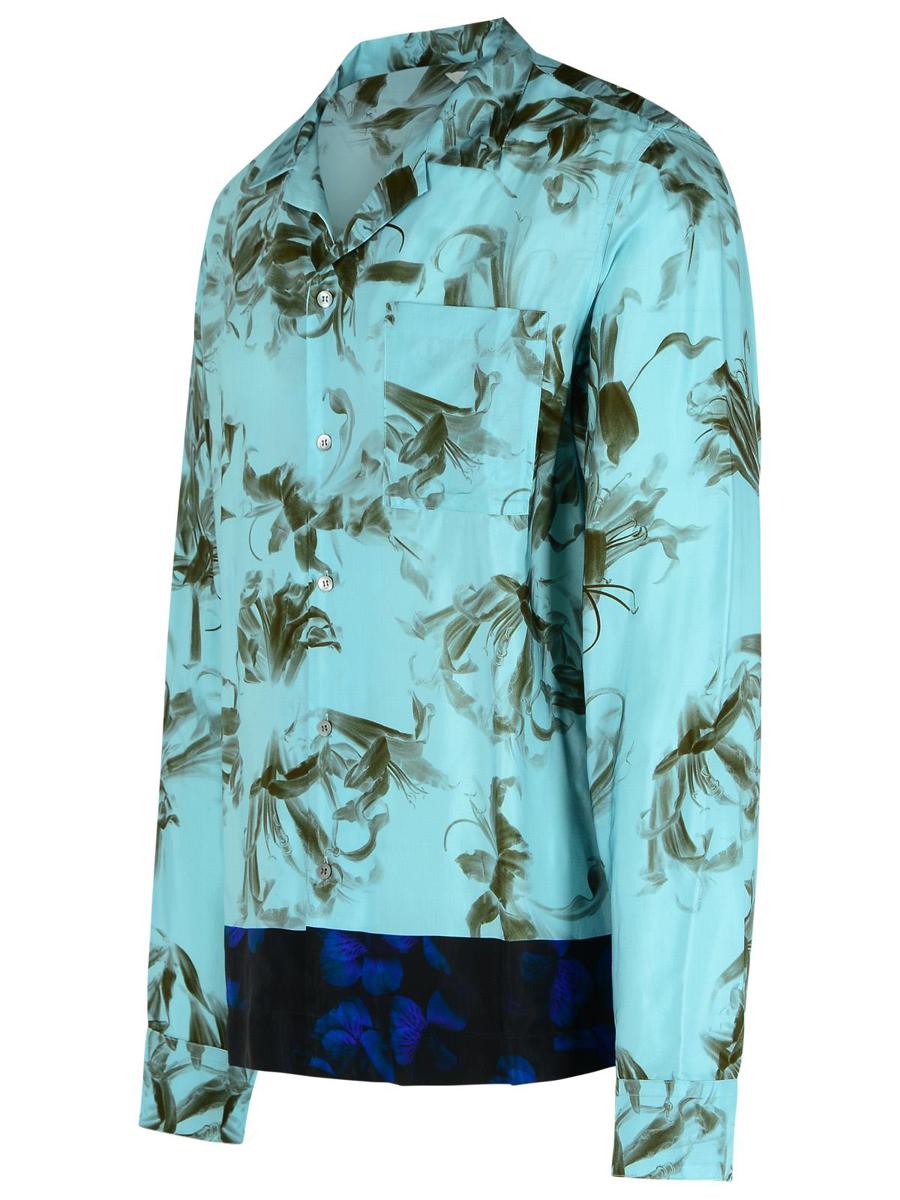 Dries Van Noten ljusblå viskosskjorta