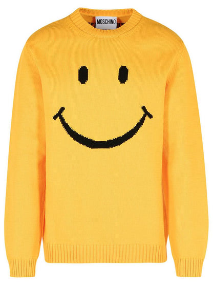 Moschino 'Smile' Gul Tröja i Bomullsblandning