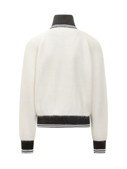 Jil Sander Jil Sander tvåfärgad stickad jacka med dragkedja